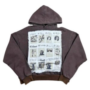 Saint Vanity Collage Patch Hoodie Brown