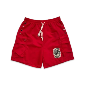 Saint Vanity Logo Cargo Nylon Shorts “Red”