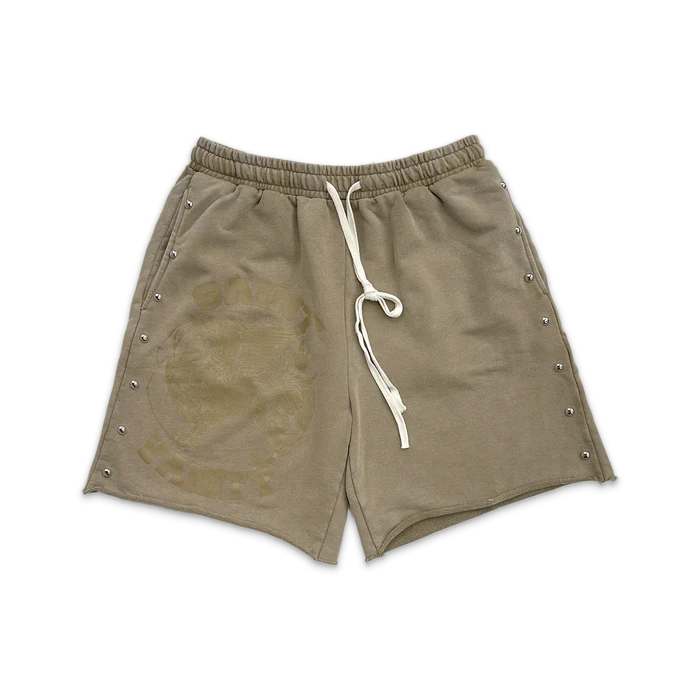 Saint Vanity Terry Studded Logo Shorts “Sand” Saint Vanity Terry Studded Logo Shorts “Sand”