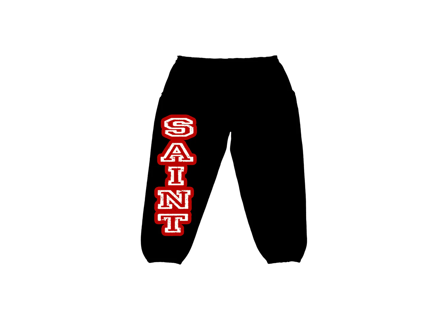 Saint Vanity Black & Red Varsity Sweats Saint Vanity Black & Red Varsity Sweats