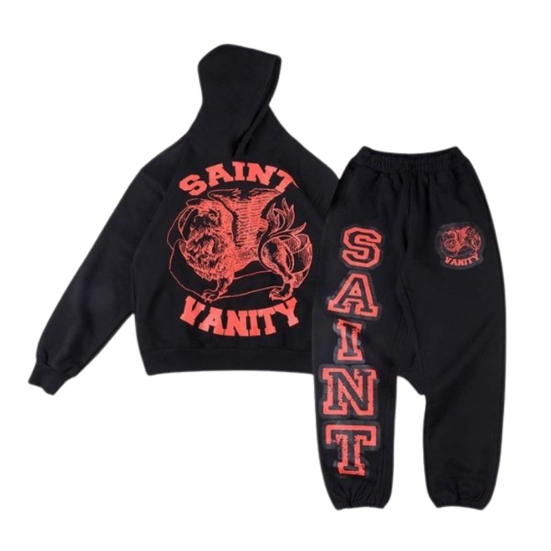 Saint Vanity Signature Jogger Set Black Red Saint Vanity Signature Jogger Set Black Red