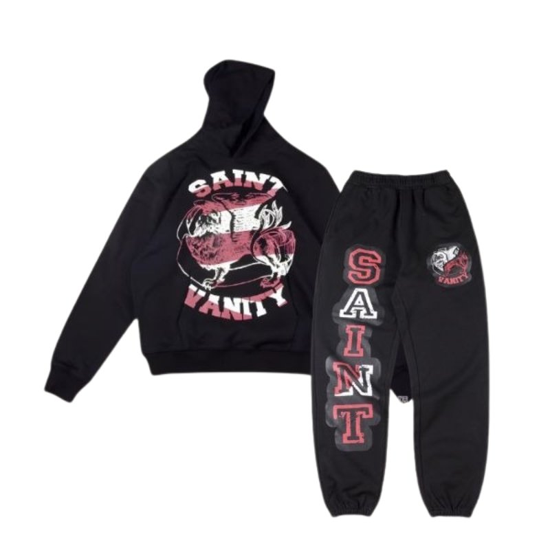 Saint Vanity Printed Hoodie Tracksuit Black Saint Vanity Printed Hoodie Tracksuit Black