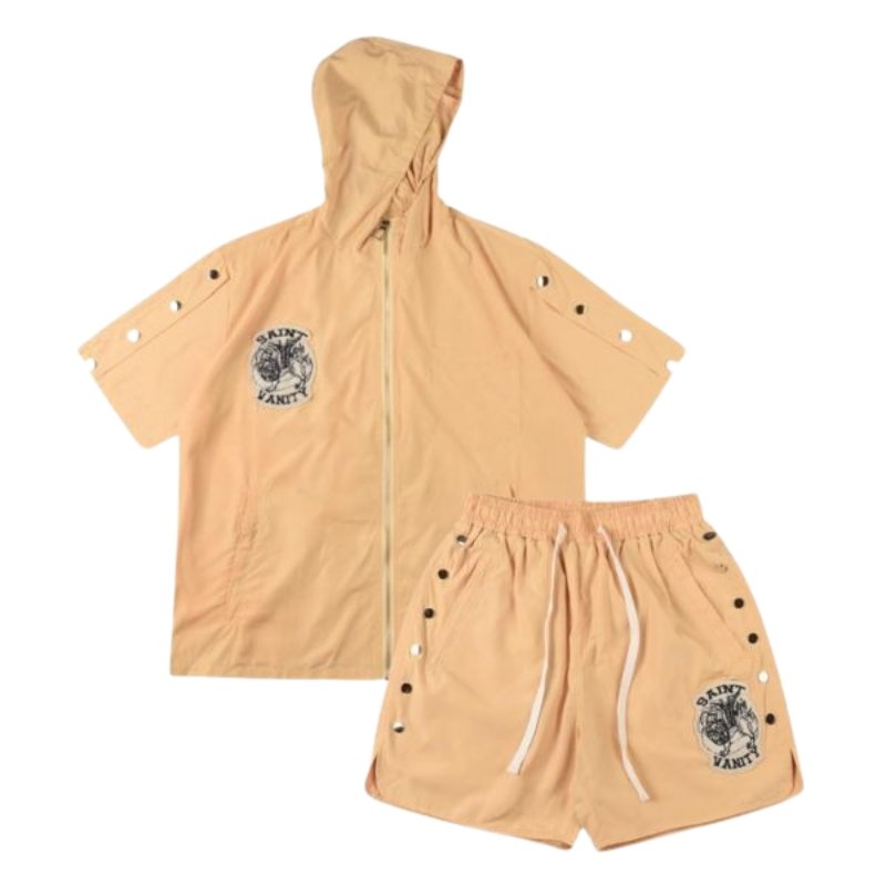 Saint Vanity Nylon Short Set Beige Saint Vanity Nylon Short Set Beige